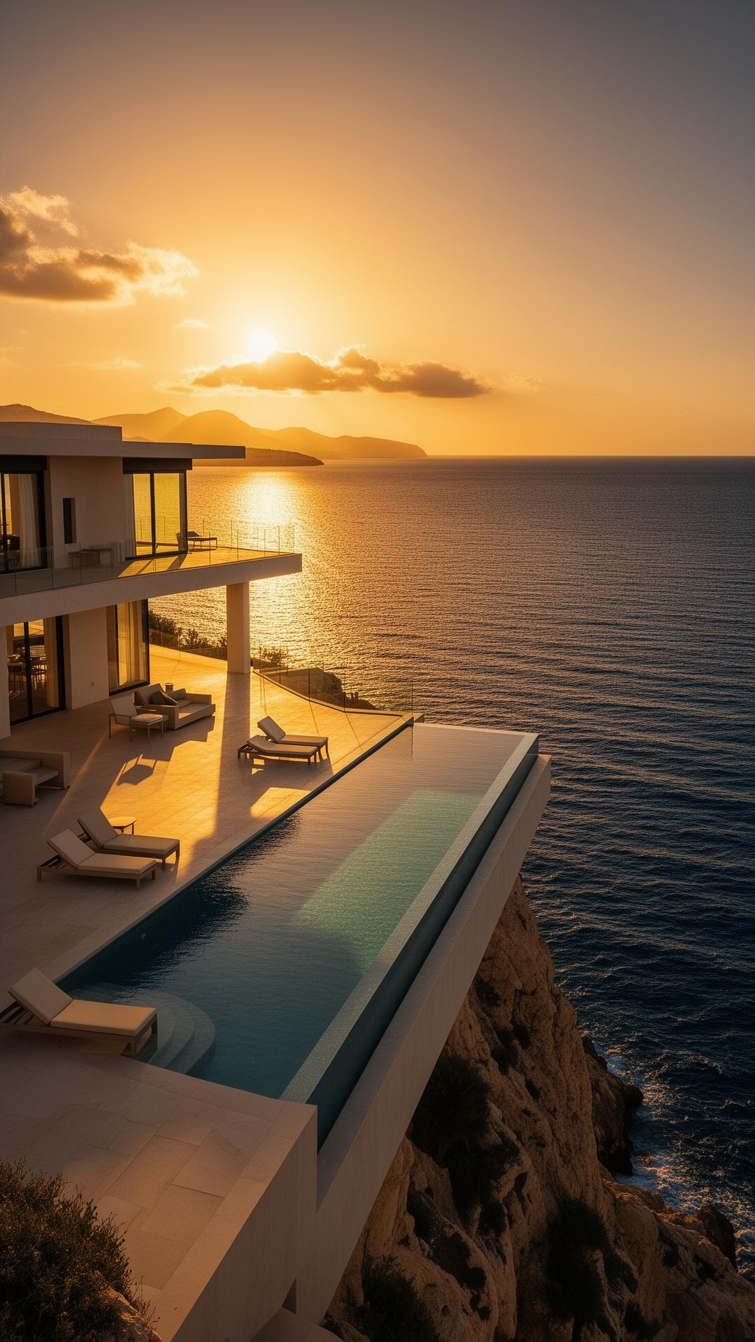 Luxus-Villa auf Zypern bei Sonnenuntergang